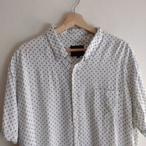 Rails Mens Carson Shirt XXL in Bleu Fleurs White and Blue Linen Blend Button Up - Picture 4 of 11